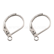 304 Stainless Steel, Leverback Earring Findings, with Loop, 15x10x2mm, Hole: 1.5mm(X-STAS-H010)