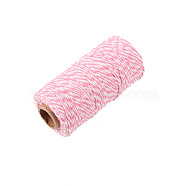 Two Tone Striped Cotton String Threads, Decorative String Threads, for DIY Crafts, Gift Wrapping and Jewelry Making, Pink, 1.5mm, about 100m/roll(OCOR-WH0032-35H)