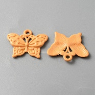 Baking Painted Alloy Pendants, Butterfly Charm, Orange, 16.5x20x2mm, Hole: 1.5mm(FIND-TAC0011-82G)
