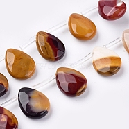 Natural Mookaite Beads Strands, Top Drilled Beads, Faceted, Teardrop, 15~16x12~12.5x5mm, Hole: 0.6mm, about 25pcs/strand, 15.55 inch(39.5cm)(G-G822-07A)