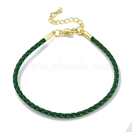 Polyester Cord Braided Bracelet Makings, with Stainless Steel Claw Lobster Clasps, Brass Findings, Long-Lasting Plated, Green, 7-3/8 inch(18.8cm)(MAK-Z003-01G-21)