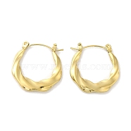 304 Stainless Steel Hoop Earrings for Women, Twist, Real 14K Gold Plated, 23x6mm(EJEW-G364-02G)