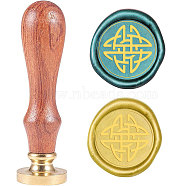Wax Seal Stamp Set, Sealing Wax Stamp Solid Brass Head,  Wood Handle Retro Brass Stamp Kit Removable, for Envelopes Invitations, Gift Card, 80x22mm(AJEW-WH0131-742)