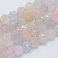 Natural Morganite Beads Strands, Faceted Round, Grade A+, 6mm, Hole: 1mm, about 67pcs/strand, 15.5 inch(39.5cm)(G-L478-19-6mm)