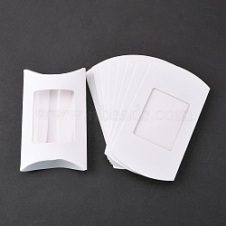 Kraft Paper Pillow Boxes, Gift Candy Packing Box, White, Box: 12.5x8x2cm(CON-L018-B01)