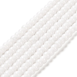 Imitation Jade Glass Beads Strands, Round, White, 2~2.5mm, Hole: 0.6mm, about 173~180pcs/strand, 14.57''~14.84''(37~37.7cm)(GLAA-K062-A01-08)