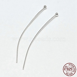 925 Sterling Silver Ball Head Pins, Silver, 30x2mm, Pin: 0.7mm(X-STER-F018-03J)