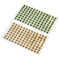 BENECREAT 2 Colors Resin Mini Grass Tufts, Artificial Grass Model, for DIY Sand Table Materials, Mixed Color, 3x6mm(AJEW-BC0001-95)