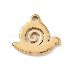 304 Stainless Steel Charms, Snail Charms, Golden, 9.5x11x1mm, Hole: 1.2mm(STAS-G287-04G)