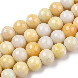 Opaque Crackle Glass Round Beads Strands, Imitation Stones, Round, Light Khaki, 8~9mm, Hole: 1.5mm, about 104~106pcs/strand, 30.31~31.10 inch(77~79cm)(GLAA-T031-01F)