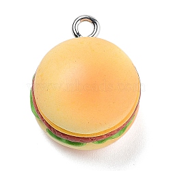 Resin Pendants, With Platinum Iron Loop, Hamburger, Hamberger, 18.5x15x13.5mm, Hole: 2mm(RESI-Q002-05A)