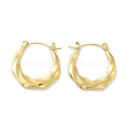 304 Stainless Steel Hoop Earrings for Women, Twist, Real 14K Gold Plated, 23x6mm(EJEW-G364-02G)