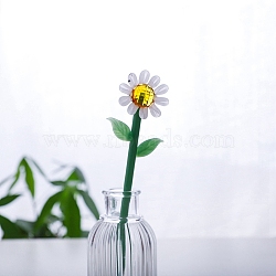 Handmade Glass Flower Decoration, Glass Vase Arrangement Ornament, Floral White, 185x50mm(PW-WG63267-22)