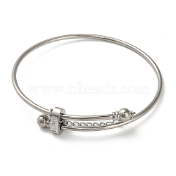 304 Stainless Steel Bangles for Women, Oval with Word LOVE, Stainless Steel Color, Inner Diameter: 2-5/8 inch(6.6cm)(BJEW-F479-03P)