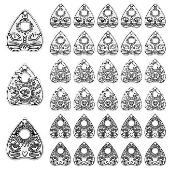 30Pcs 3 Styles Tibetan Style Alloy Pendants, Heart, Antique Silver, 26x22.5x1.5mm, Hole: 1.8mm, 10pcs/style