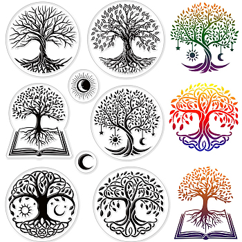 PVC Plastic Stamps, for DIY Scrapbooking, Photo Album Decorative, Cards Making, Stamp Sheets, Tree of Life Pattern, 16x11x0.3cm