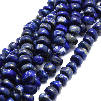 Natural Lapis Lazuli Beads Strands, Nuggets, 11~13x10~11x4.5~7.5mm, Hole: 1mm, about 49pcs/strand, 15.35 inch(39cm)