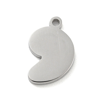 304 Stainless Steel Pendants, Symbol Charm, ,, 13x9x1.5mm, Hole: 1.2mm