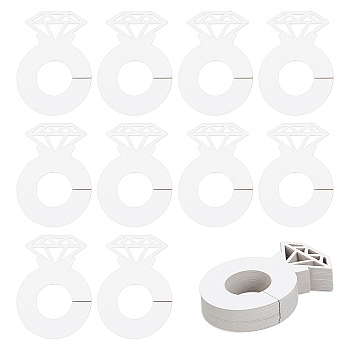 Paper Diamond Ring Wine Glass Charms Tags, Wine Glass Markers, for Wedding, Restaurant, Birthday Party Decorations, White, 59.5x42x0.24mm, Inner Diameter: 20mm