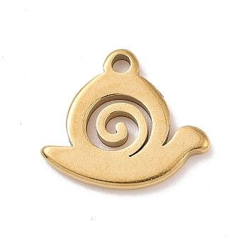 304 Stainless Steel Charms, Snail Charms, Golden, 9.5x11x1mm, Hole: 1.2mm