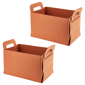 Foldable Felt Basket Storage Box, for Storing Home Towel, Toy, Books, Rectangle, Chocolate, Finishde Product: 41x24x28cm