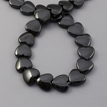 Non-magnetic Synthetic Hematite Beads Strands, Grade A, Heart, Black, 20x20x5mm, Hole: 2mm