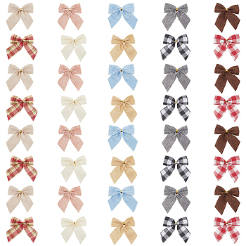 40Pcs 10 Colors Non-woven Fabrics Bowknots, Sewing Ornament Accessories, Mixed Color, 70x70x6.5mm, 4pcs/color