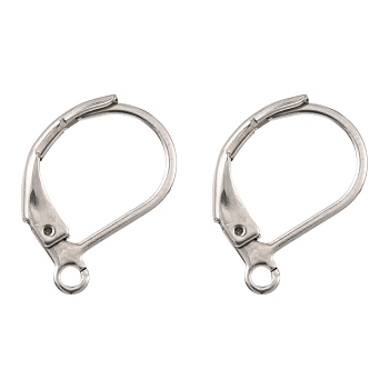 304 Stainless Steel, Leverback Earring Findings, with Loop, 15x10x2mm, Hole: 1.5mm