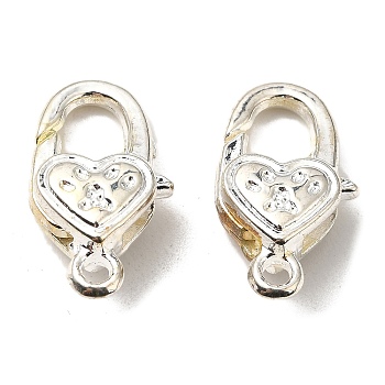 Tibetan Style Alloy Lobster Claw Clasps, Heart, Cadmium Free & Lead Free, Silver, 20.5x11x6mm, Hole: 2mm