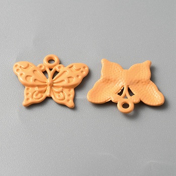 Baking Painted Alloy Pendants, Butterfly Charm, Orange, 16.5x20x2mm, Hole: 1.5mm