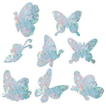 Waterproof PVC Colored Laser Stained Window Film Adhesive Stickers, Electrostatic Window Stickers, Butterfly Pattern, 12cm, 16pcs/set