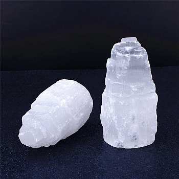 Natural Selenite Sculpture, Mountain Shape Energy Stone Display Decoration, 20~30x60mm