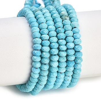 Dyed Natural Howlite Beads Strands, Rondelle, Faceted, 3x2mm, Hole: 0.8mm, about 176pcs/strand, 15.35''(39cm)