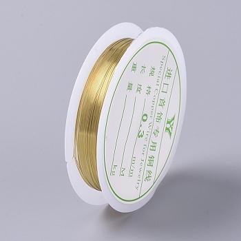Round Copper Wire, for Jewelry Making, Gold, 0.3mm, about 25m/roll