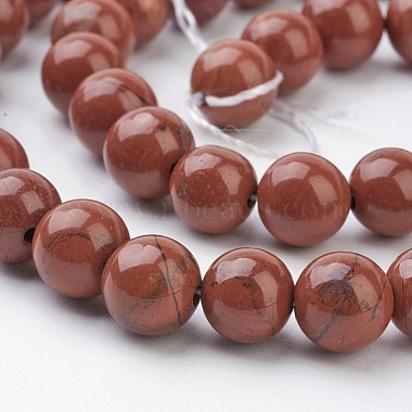 Jaspe rouge naturel ronde perles brins(X-GSR011)-2