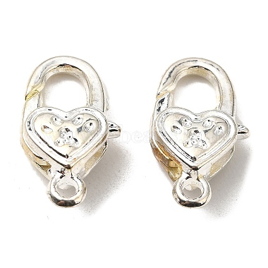 Silver Heart Alloy Lobster Claw Clasps