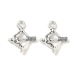 Tibetan Style Alloy Pendants, Bow and Arrow, Cadmium Free & Lead Free, Antique Silver, 16x13.5x2.5mm, Hole: 1.8mm(X-FIND-B050-06AS)