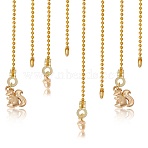 Brass Ceiling Fan Pull Chain Extenders, with Iron Ball Chain, Squirrel & Acorn, Golden, 326~333mm, 4pcs/set(HJEW-GL00005)