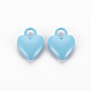 Spray Painted Alloy Charms, Cadmium Free & Lead Free, Heart, Light Sky Blue, 14.5x11x4mm, Hole: 3mm(PALLOY-Q433-032E-RS)