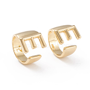 Brass Cuff Rings, Open Rings, Long-Lasting Plated, Real 18K Gold Plated, Letter.E, Size 6, 17mm(RJEW-L097-06E)