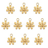 10Pcs 430 Stainless Steel Small Flower Pendants, Metal Daisy Pendant for Jewelry Earring Bracelet Handmade Making, Golden, 9mm, Hole: 2mm(JX236B)