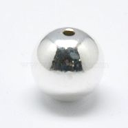 925 Sterling Silver Beads, Seamless Round, Silver, 9mm, Hole: 1.7~1.8mm, about 20pcs/20g(STER-A010-9mm-239A)