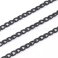 304 Stainless Steel Curb Chains, Twisted Chain, Unwelded, with Spool, Electrophoresis Black, 6x4x1mm, 32.8 Feet(10m)/roll(STAS-H146-01EB)