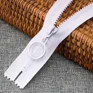 Polyester Zippers for Garment Accessories, Resin Zipper Lifting Rings for Sewing Bags, White, 25cm(PW-WG54378-06)