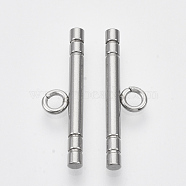 201 Stainless Steel Toggle Clasps Parts, Stainless Steel Color, Bar: 25x7x2.5mm, Hole: 2.5mm(STAS-R099-01)