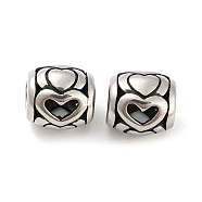 316 Surgical Stainless Steel  Beads, Heart, Antique Silver, 9.5x9.5mm, Hole: 4mm(STAS-Q304-17AS)