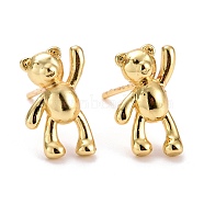 Bear Brass Stud Earrings for Women, Lead Free & Cadmium Free
, Real 18K Gold Plated, 14x8mm, Pin: 0.8mm(EJEW-E167-05G)