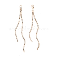 Brass Micro Pave Clear Cubic Zirconia Tassel Pendants, Long-Lasting Plated, Rack Plating, Real 14K Gold Plated, 78x3x1.5mm, Hole: 2.3mm(KK-D063-01G)