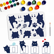 US 1Pc PET Hollow Out Drawing Painting Stencils, for DIY Scrapbook, Photo Album, with 1Pc Art Paint Brushes, Cat Shape, 210x297mm(DIY-MA0002-32E)
