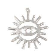 Brass Pendants, Sun with Eye, 925 Sterling Silver Plated, 25x23x0.3mm, Hole: 1.2mm(KK-P259-16S)